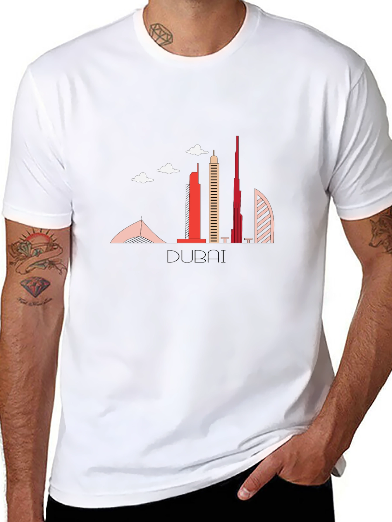 Dubai Skyline Black Graphic T-Shirt