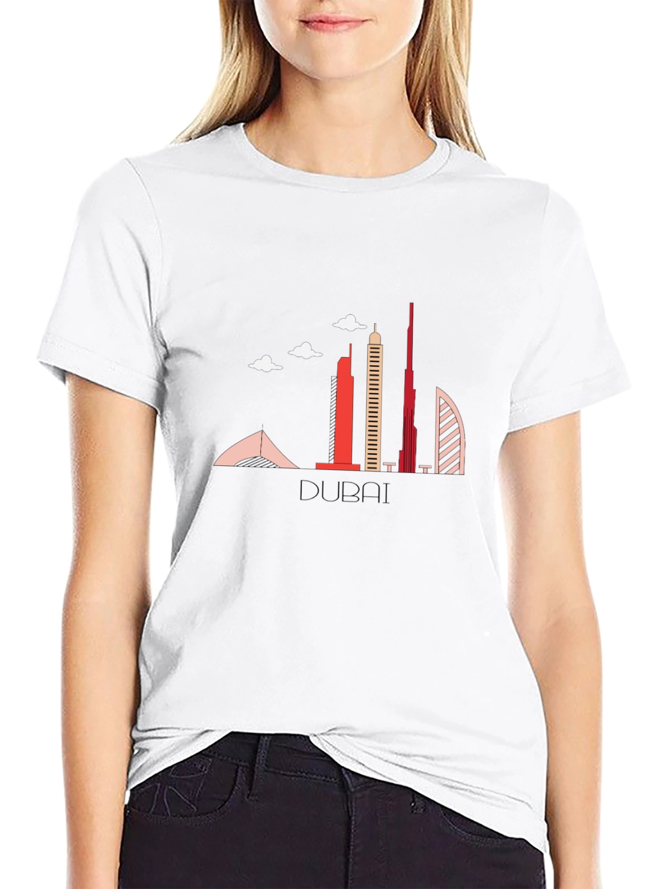 Dubai Skyline Black Graphic T-Shirt
