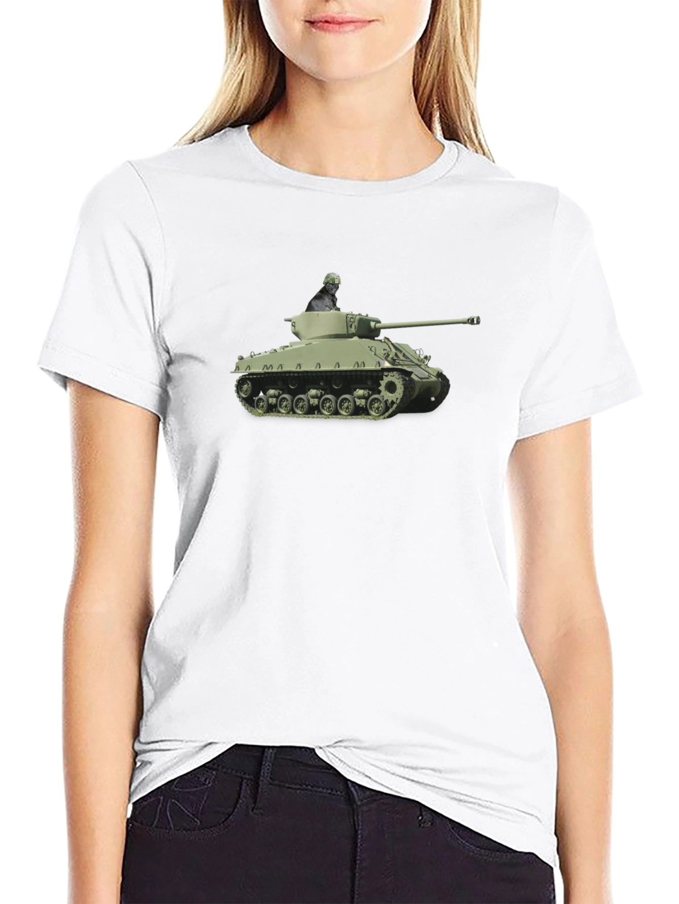 Tank Graphic Tee - Olive Green Military Design