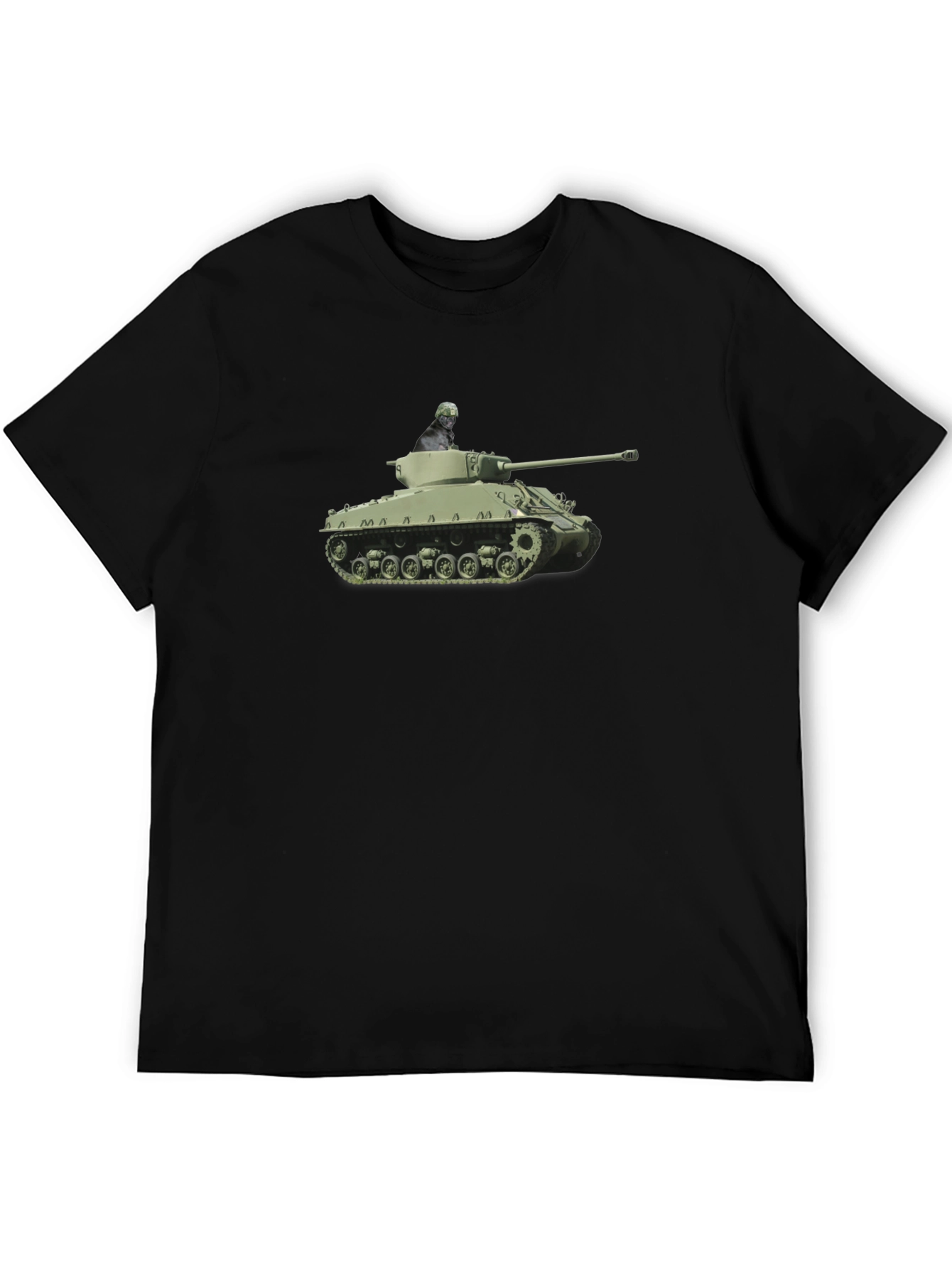 Tank Graphic Tee - Olive Green Military Design