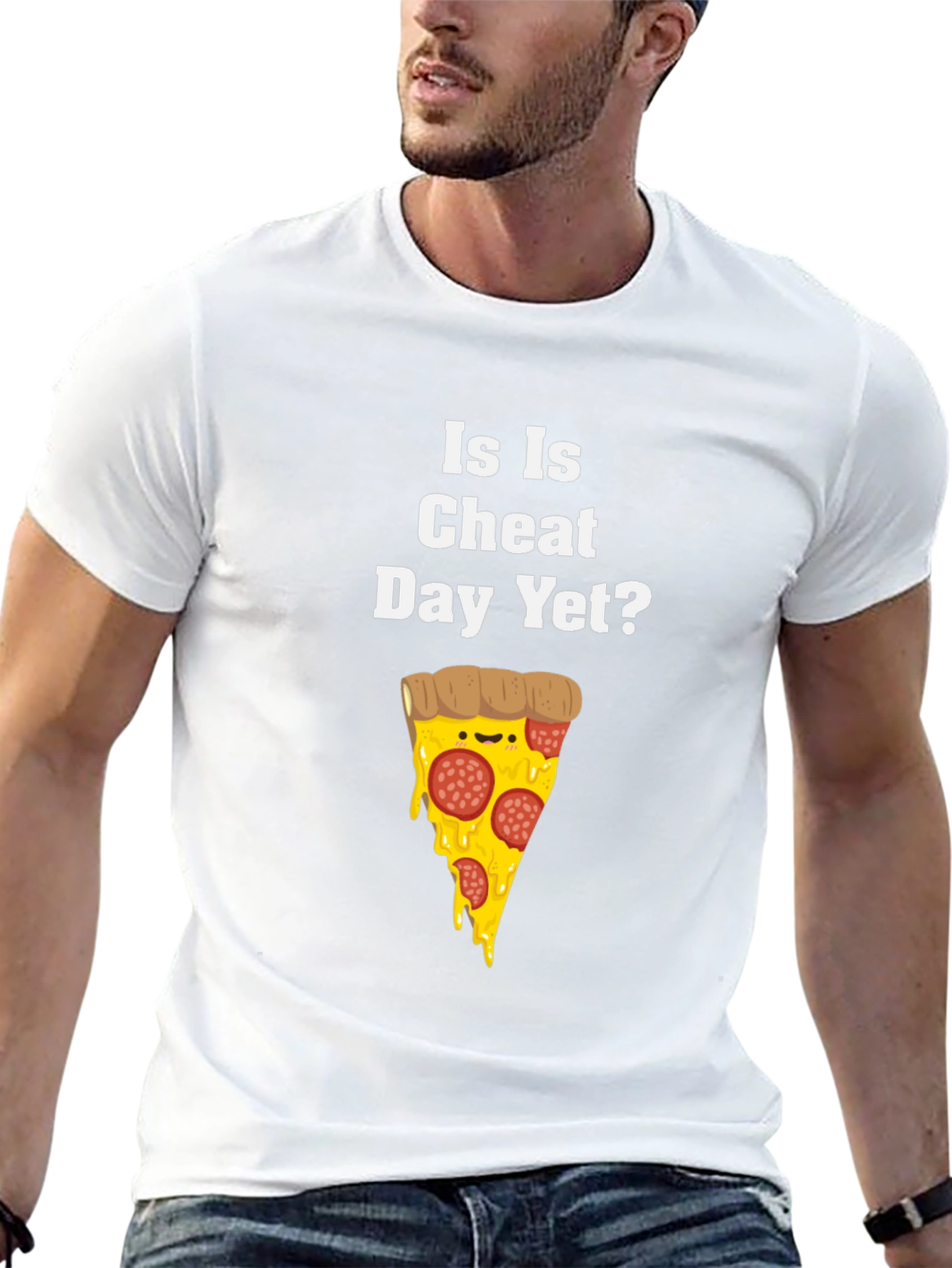 Funny Is Is Cheat Day Yet? Pizza Graphic T-Shirt
