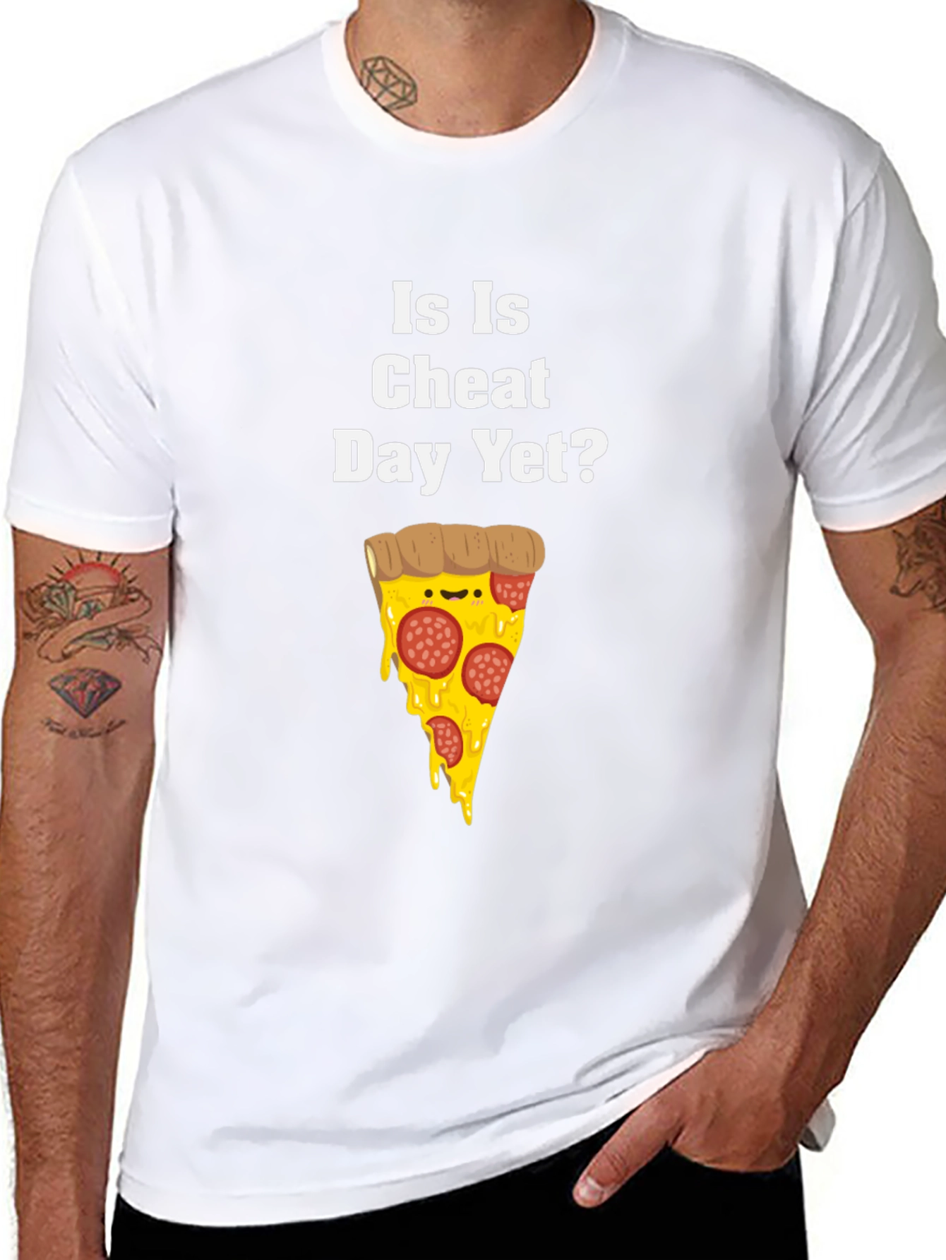 Funny Is Is Cheat Day Yet? Pizza Graphic T-Shirt