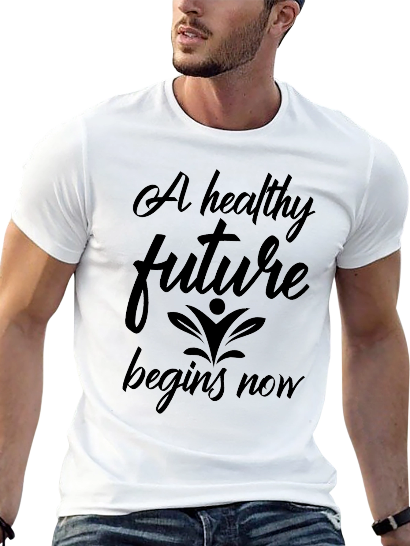 Healthy Future Begins Now Black Graphic Tee