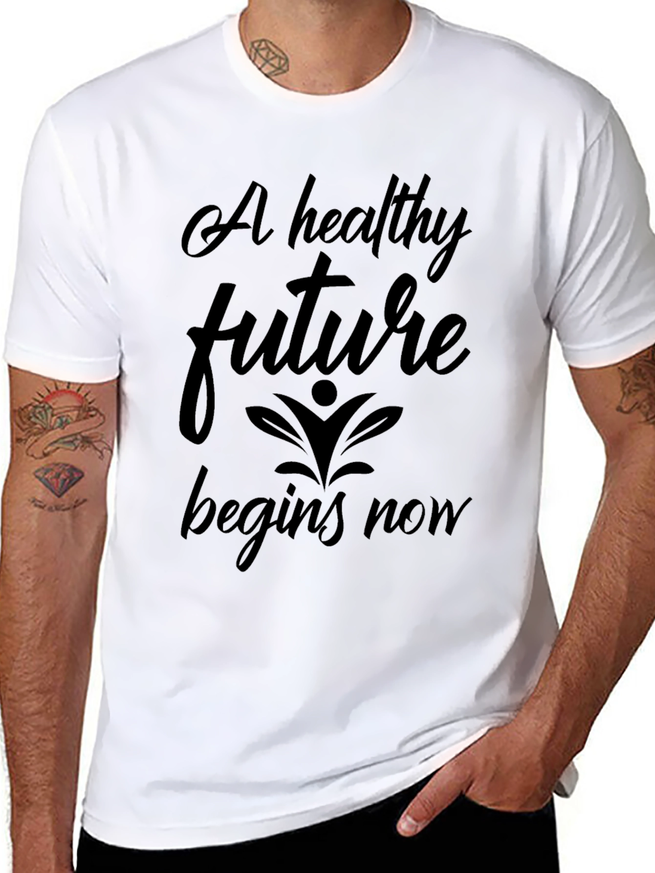 Healthy Future Begins Now Black Graphic Tee