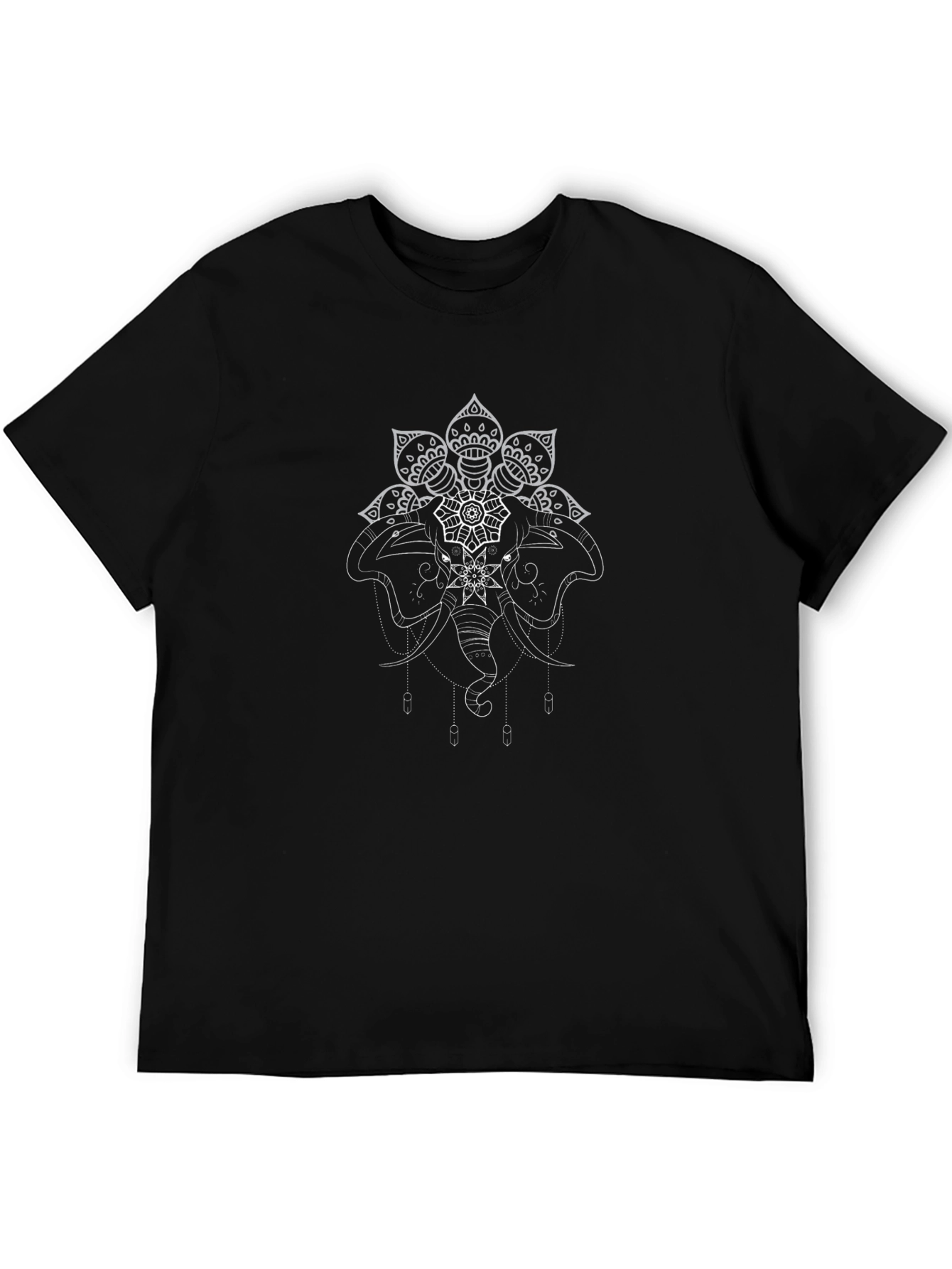 Elephant Mandala Graphic Tee - Mens Black T-Shirt