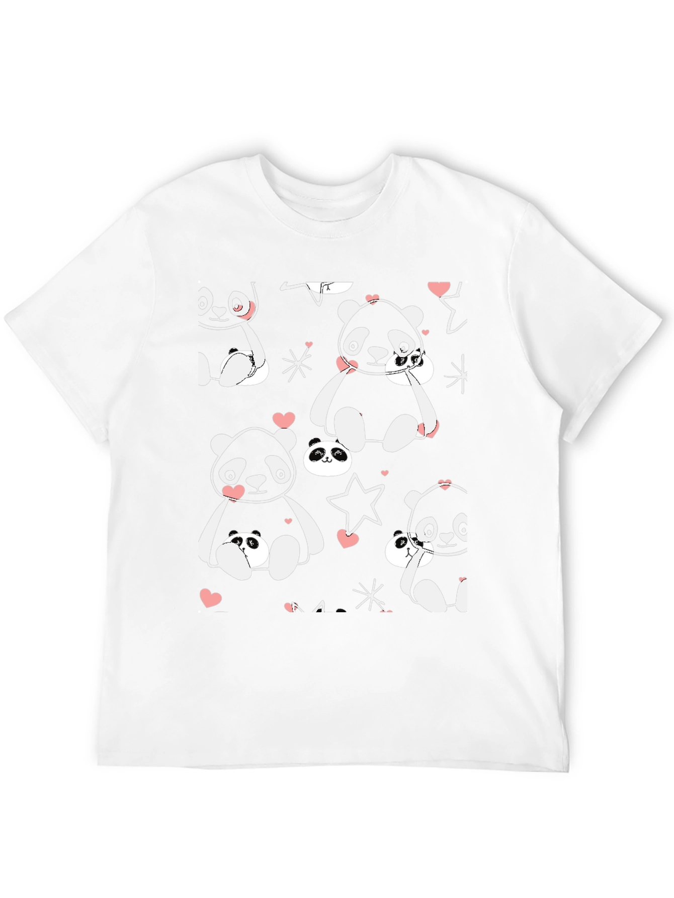 Cute Panda Print Black T-Shirt