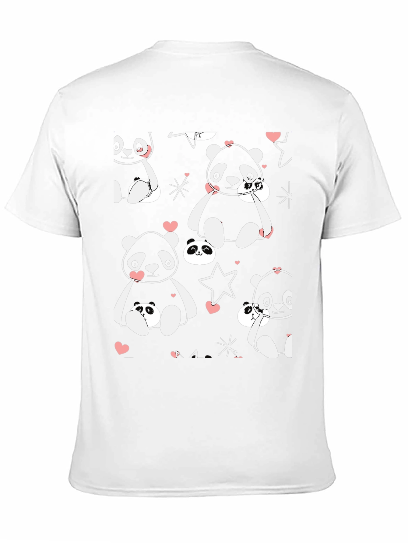 Cute Panda Print Black T-Shirt