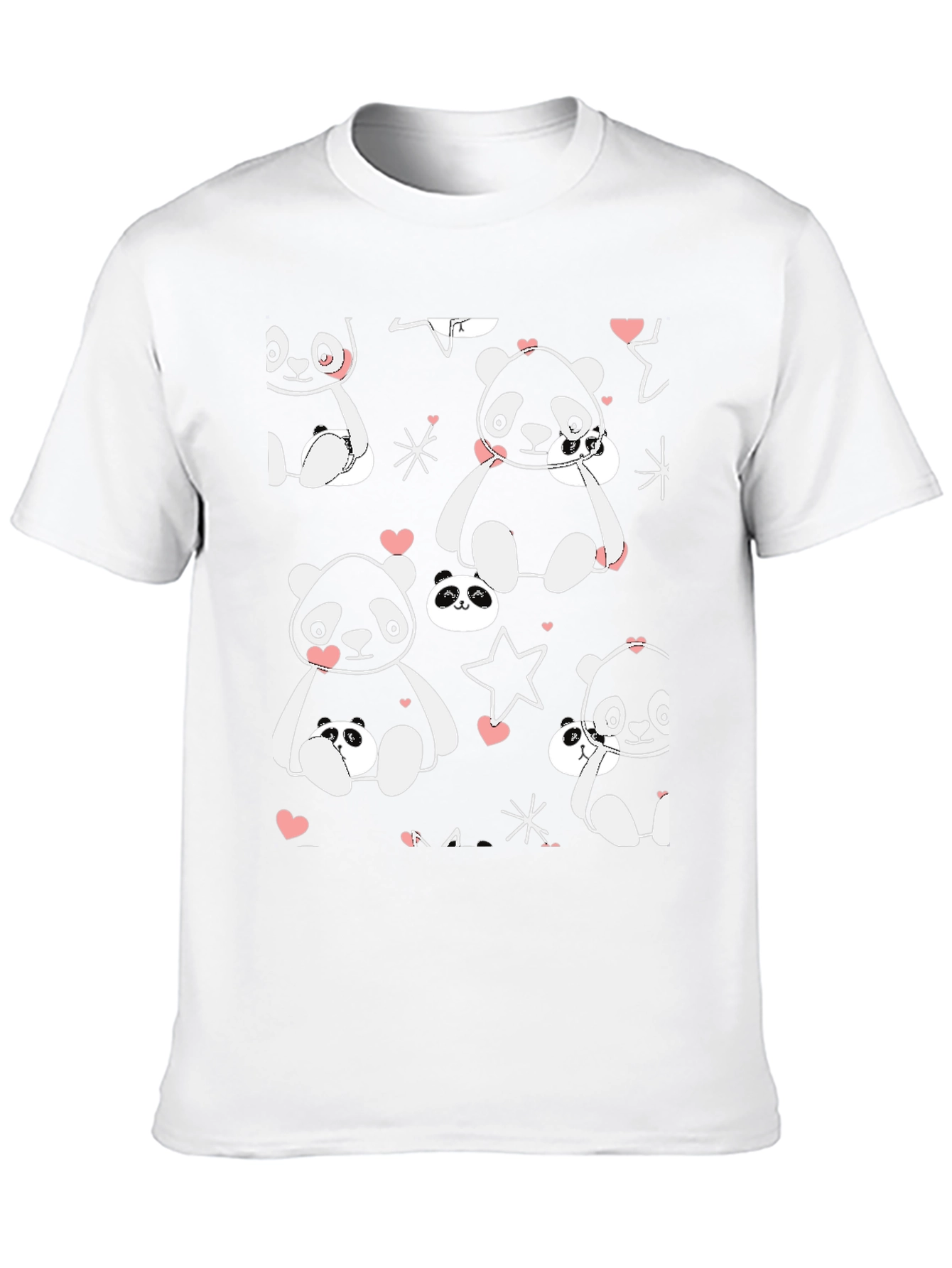 Cute Panda Print Black T-Shirt