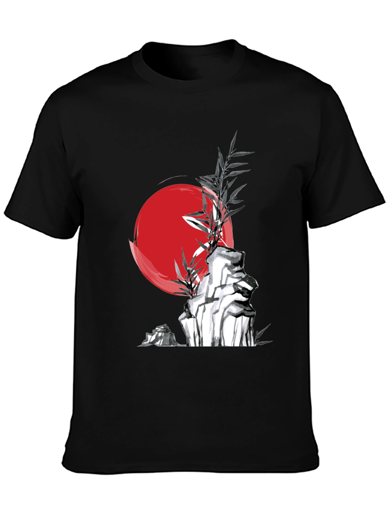 Zen Style Rock and Bamboo Graphic Tee