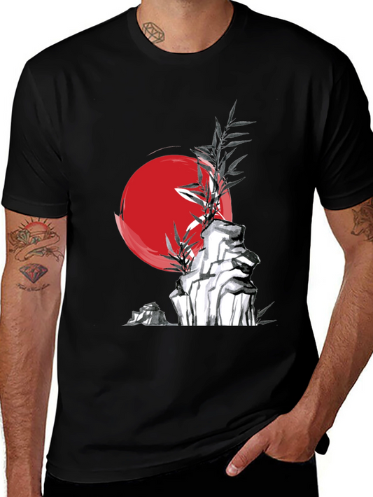 Zen Style Rock and Bamboo Graphic Tee