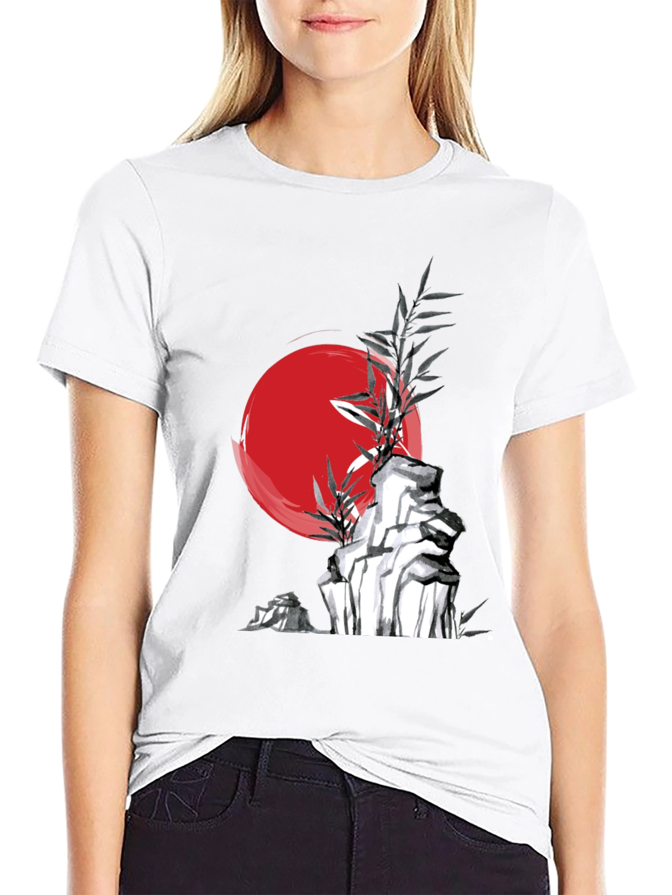 Zen Style Rock and Bamboo Graphic Tee