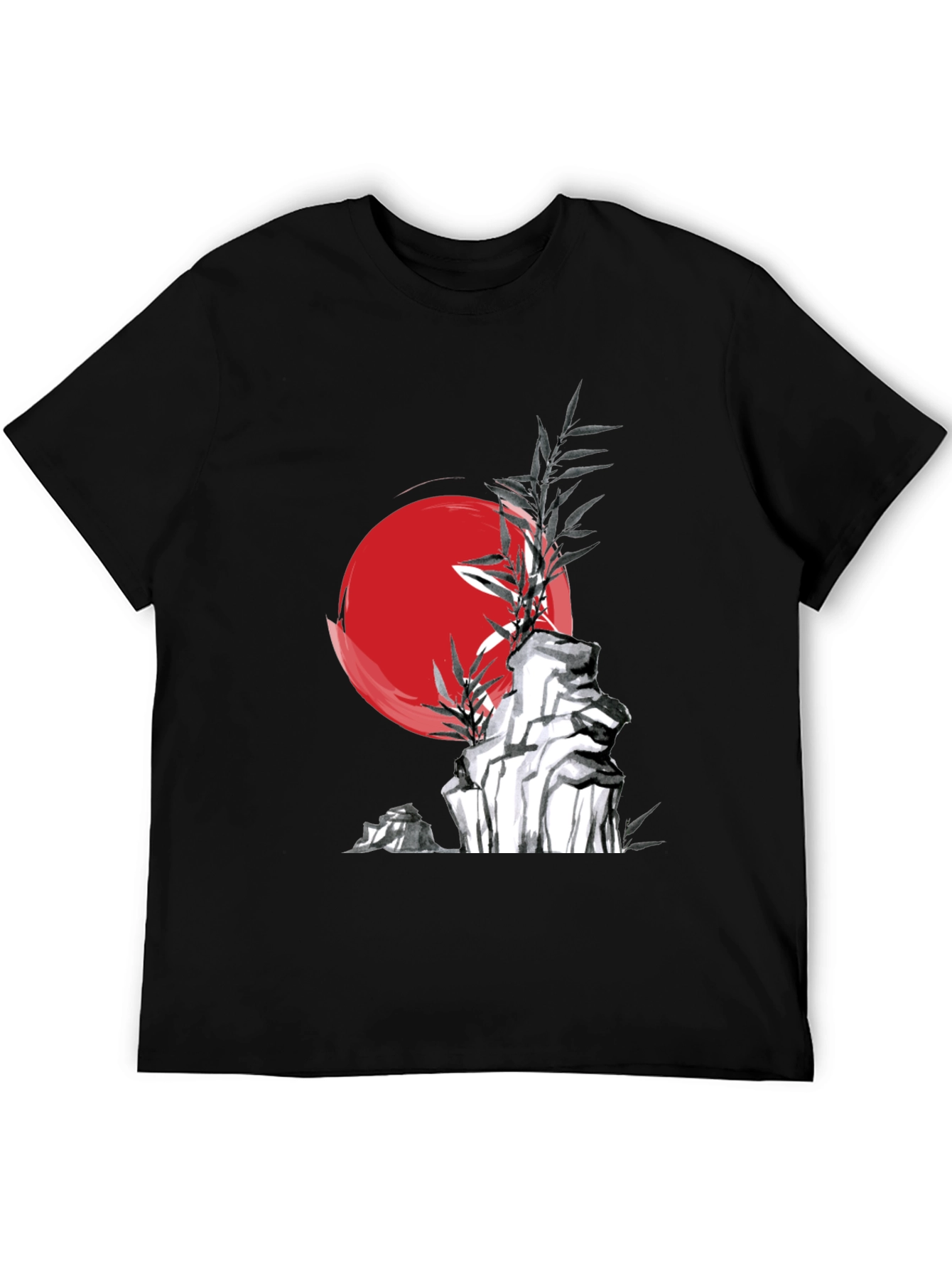 Zen Style Rock and Bamboo Graphic Tee