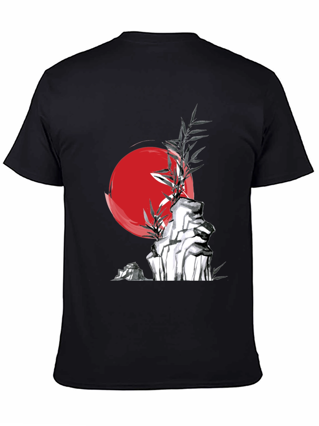 Zen Style Rock and Bamboo Graphic Tee