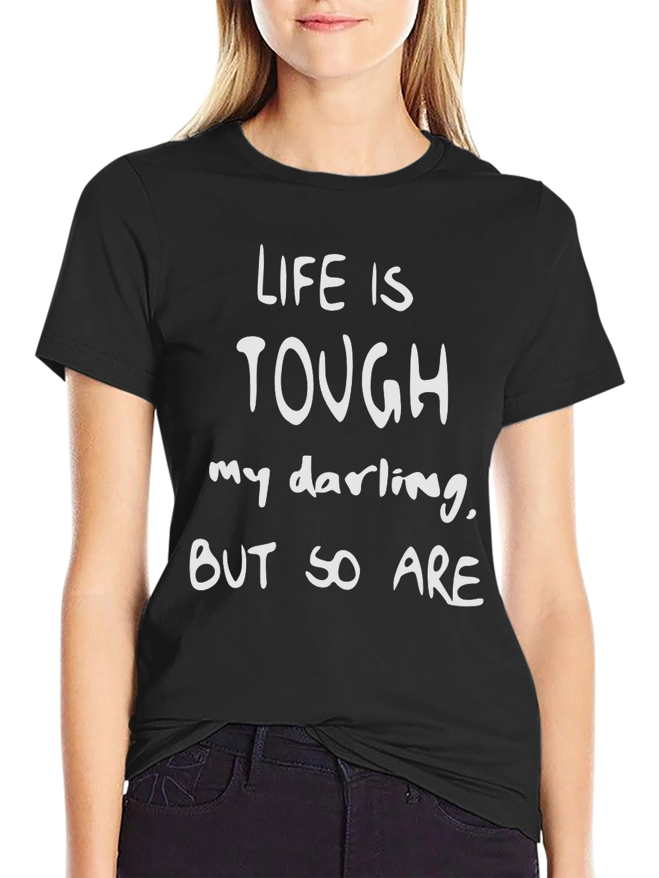 Life is Tough Graphic Tee - Black Cotton Shirt