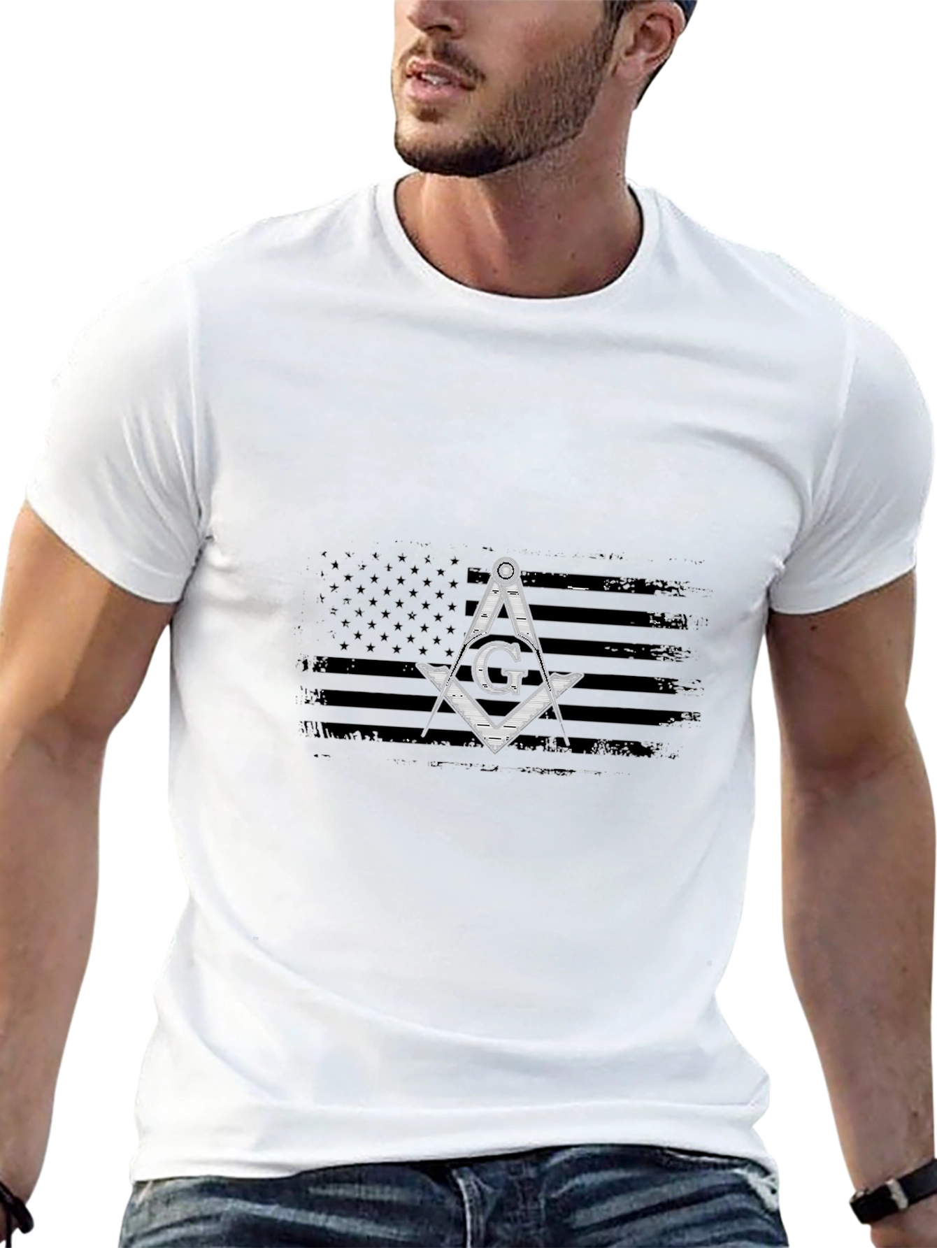 Masonic USA Flag Graphic Tee - Black