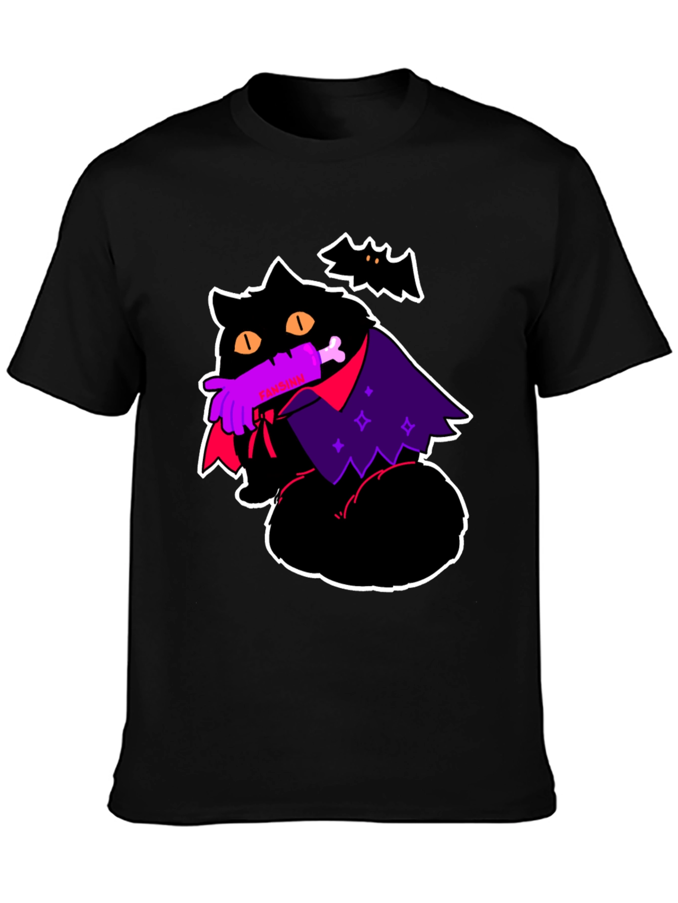 Halloween Vampire Cat Graphic Tee