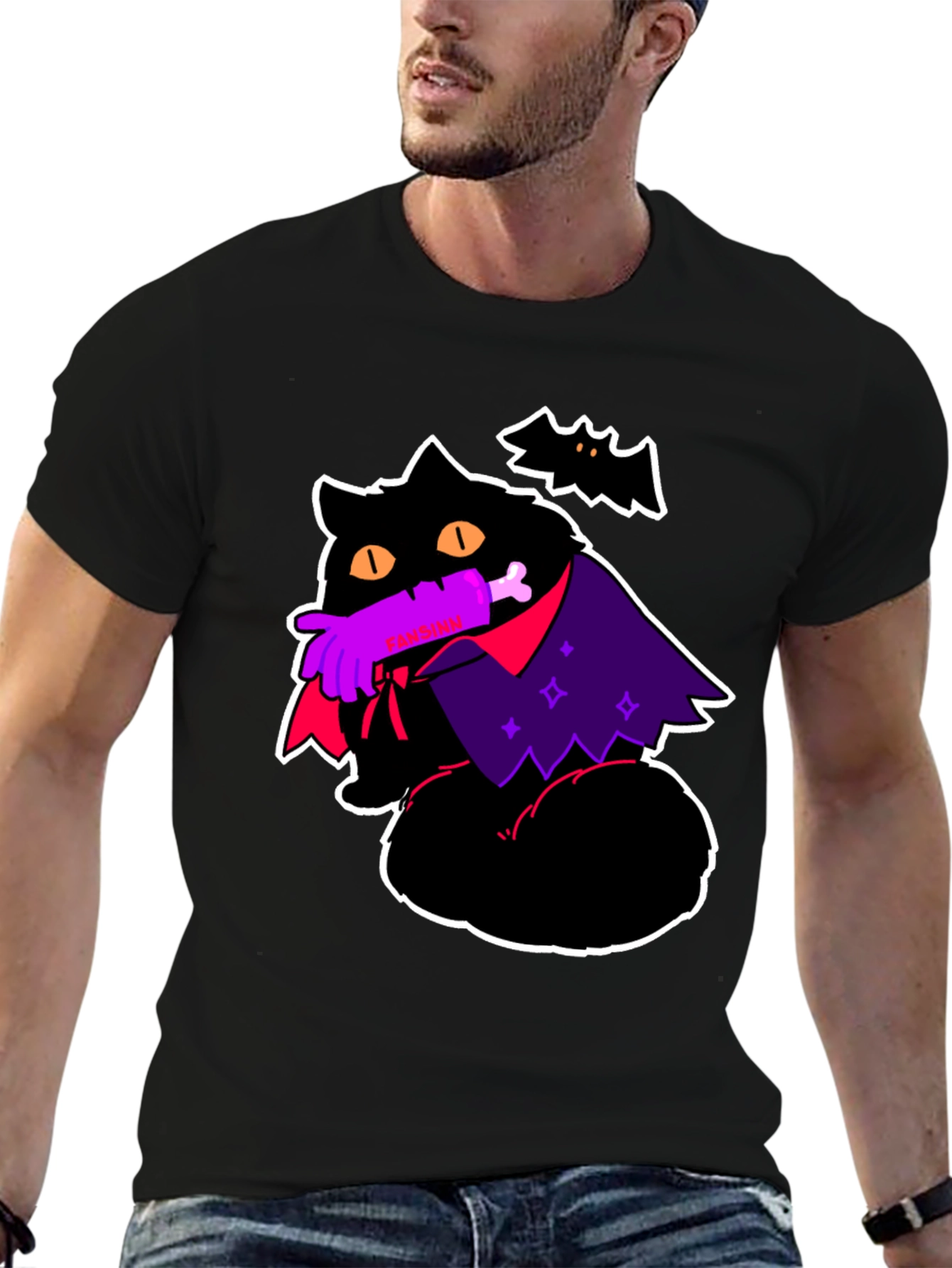 Halloween Vampire Cat Graphic Tee