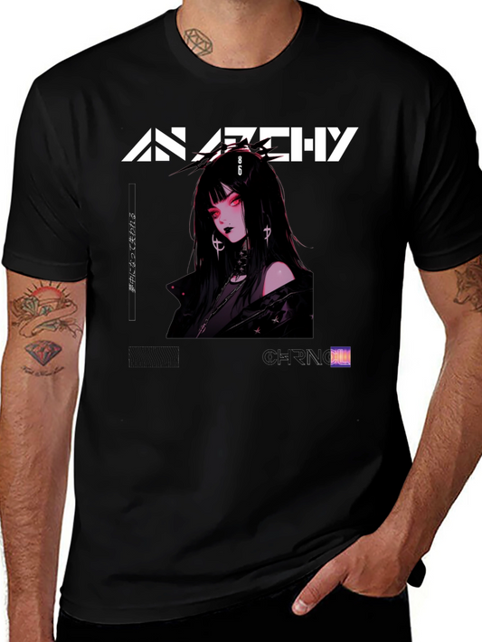 Anarchy Anime Girl Graphic Print T-Shirt