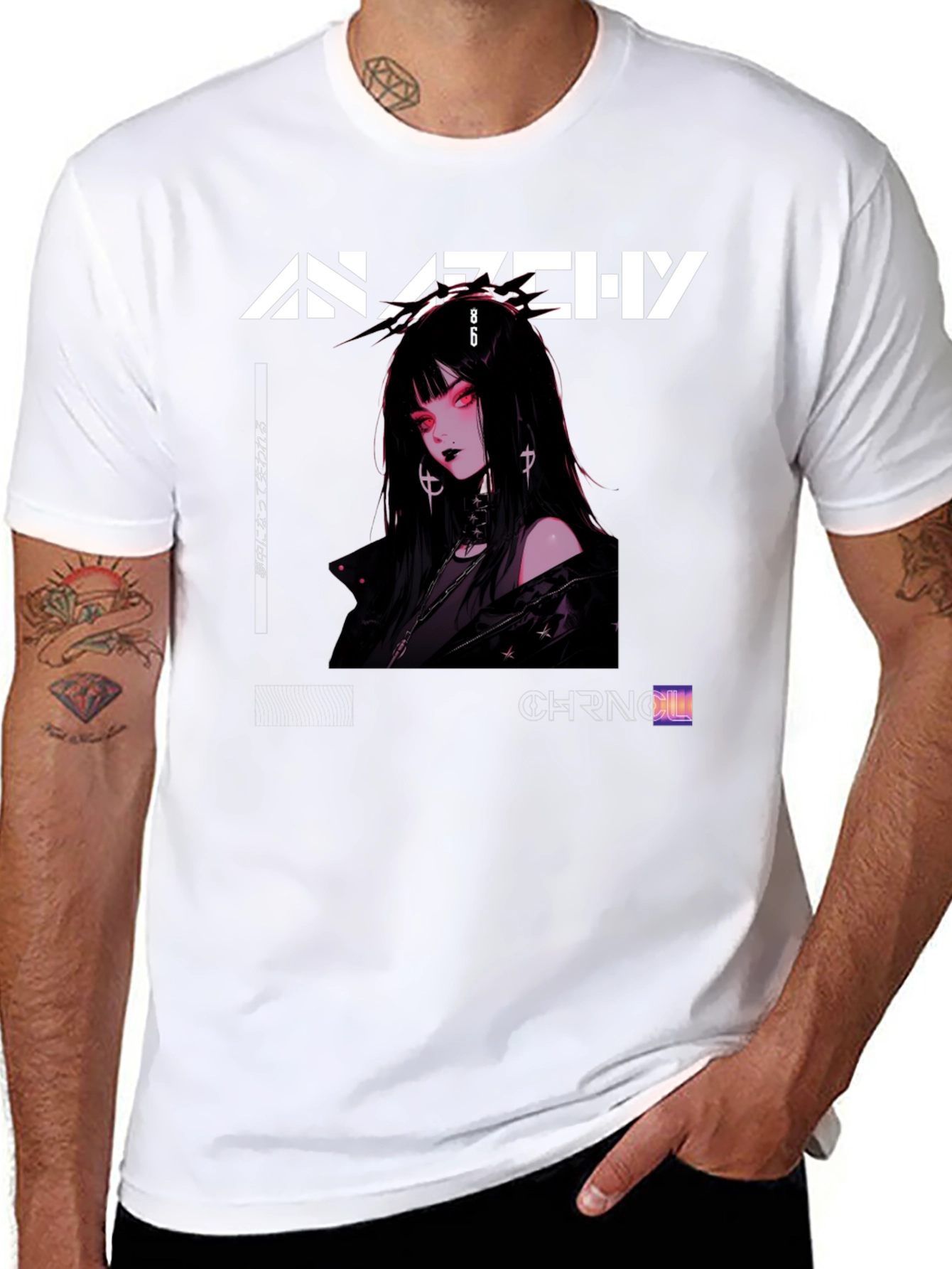 Anarchy Anime Girl Graphic Print T-Shirt