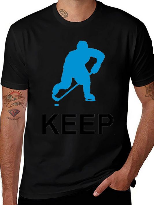 Keep Hockey Tee - Blue Player Graphic - Black Shirt