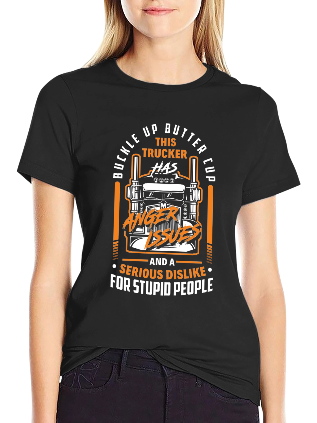 Buckle Up Trucker Humor Graphic T-Shirt