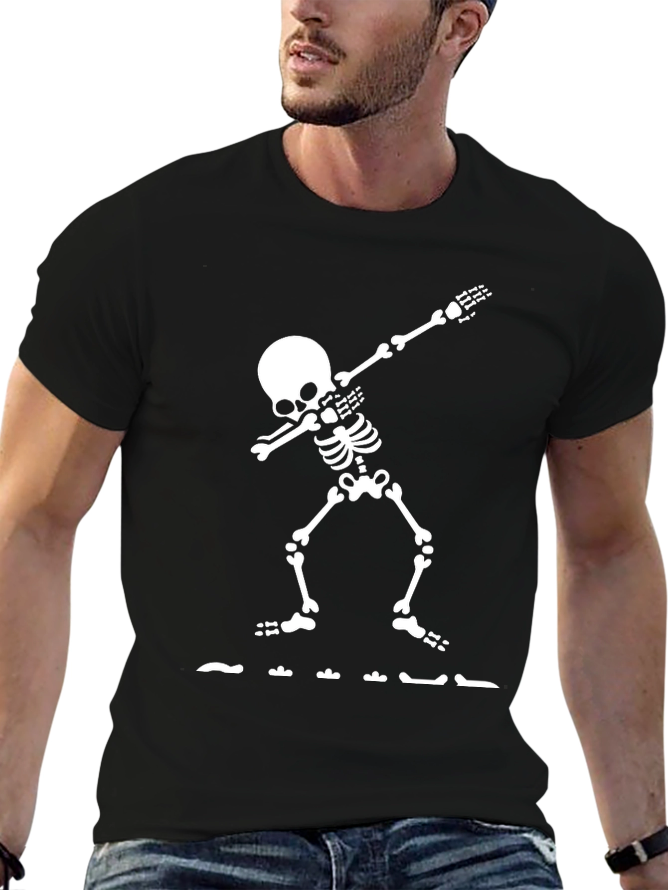 Dabbing Skeleton Graphic Tee - Black T-Shirt