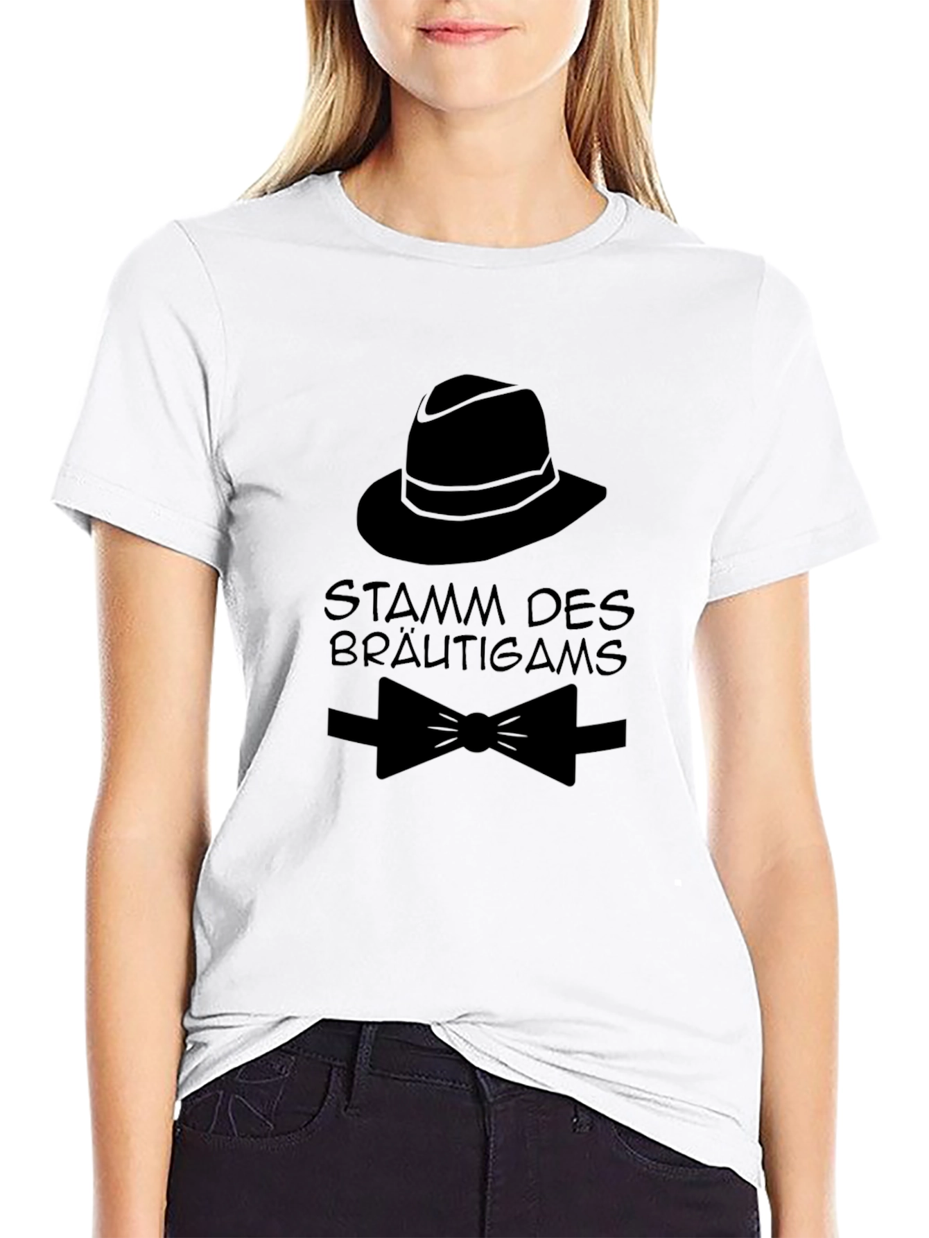 Grooms Crew T-Shirt - Hat and Bowtie Design