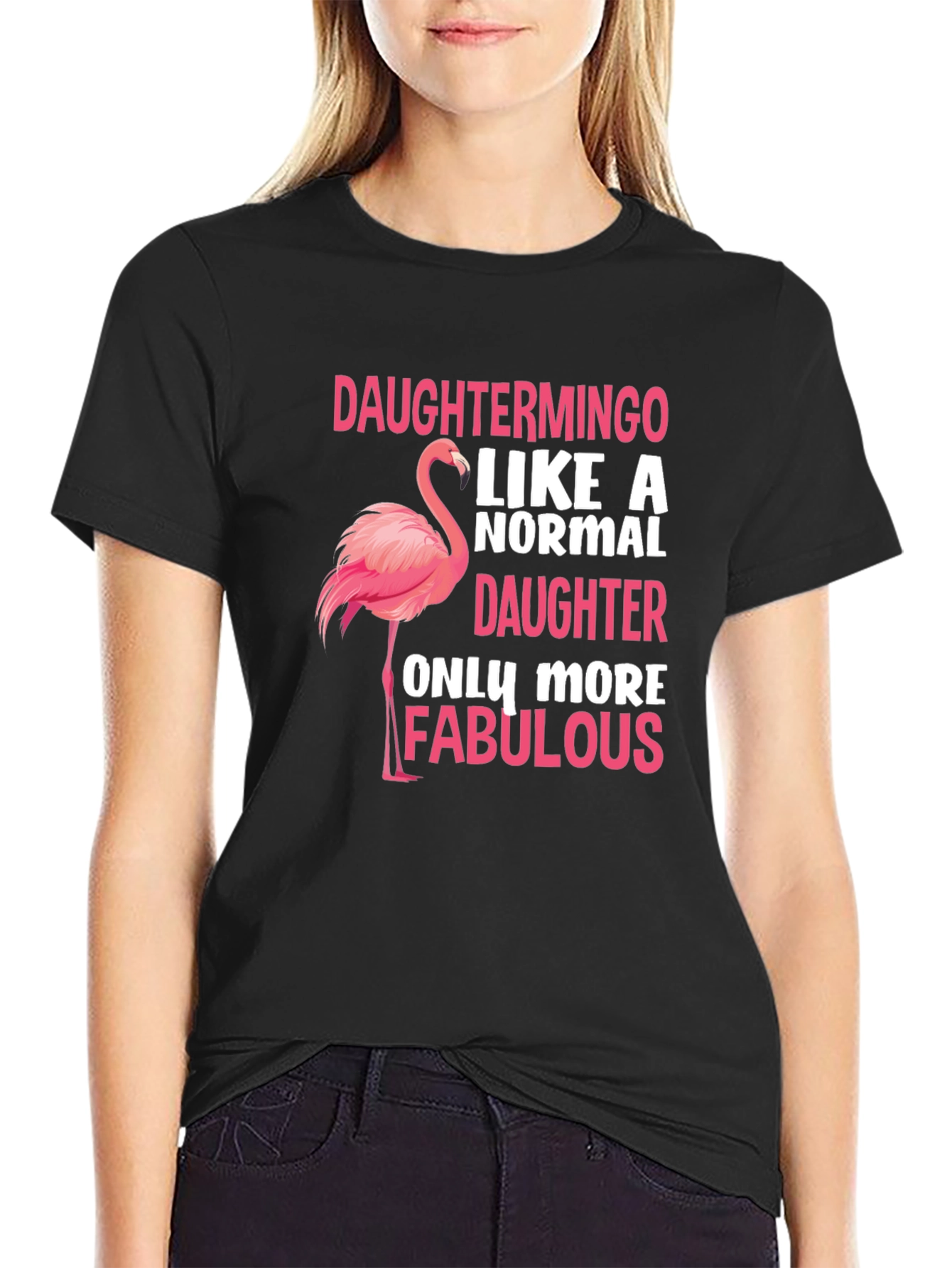 Daughtermino Flamingo Black T-Shirt
