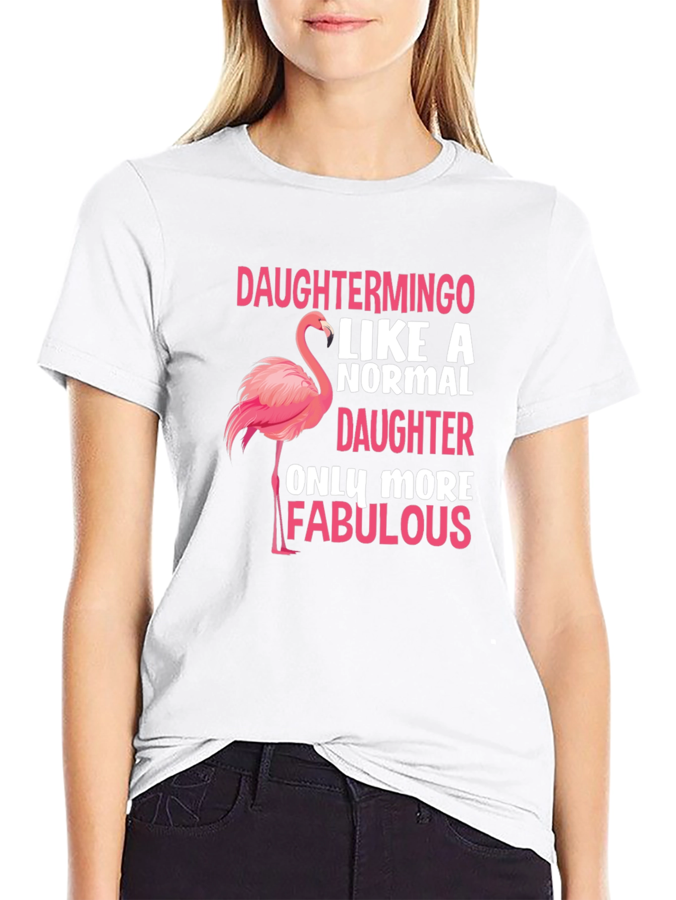 Daughtermino Flamingo Black T-Shirt