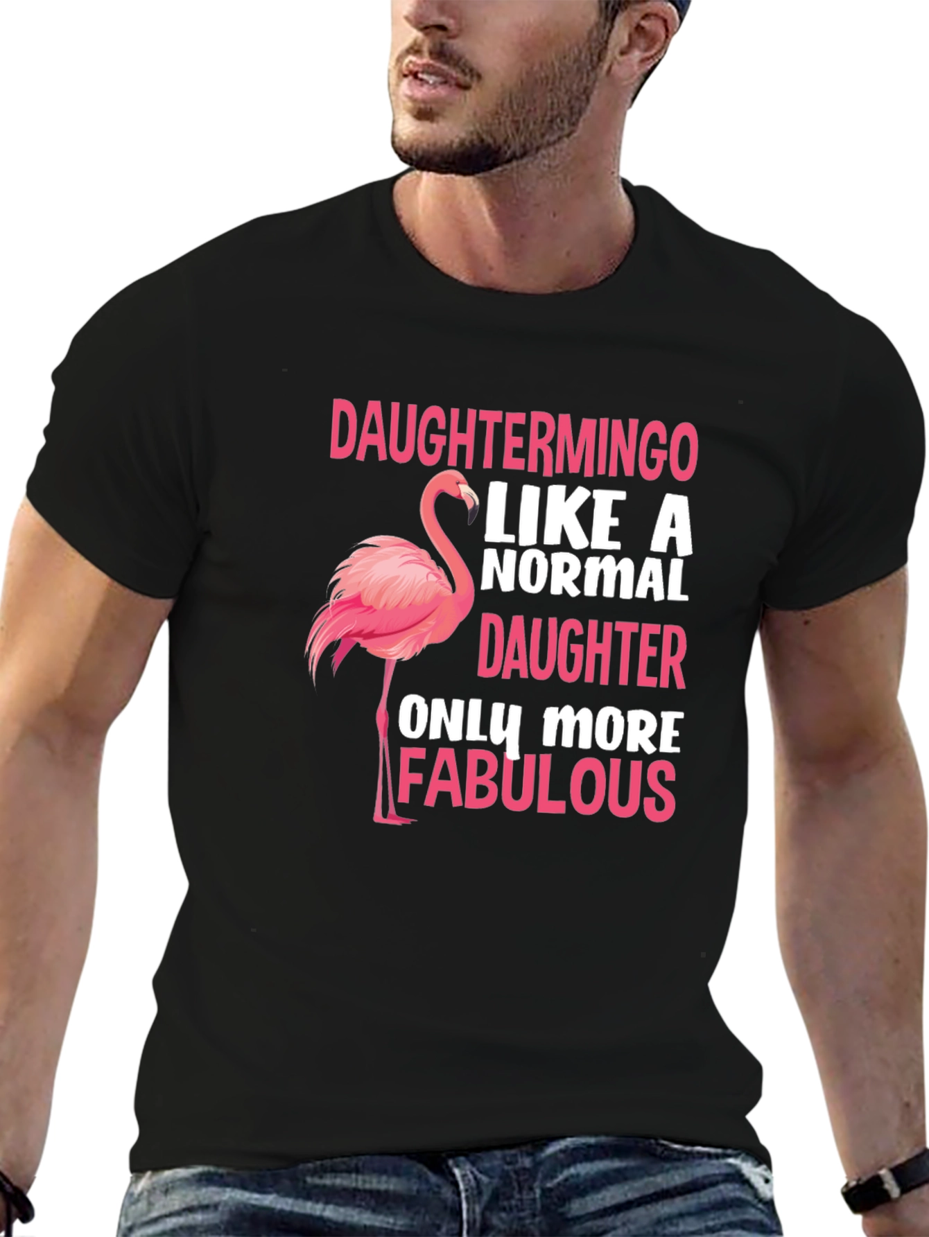Daughtermino Flamingo Black T-Shirt