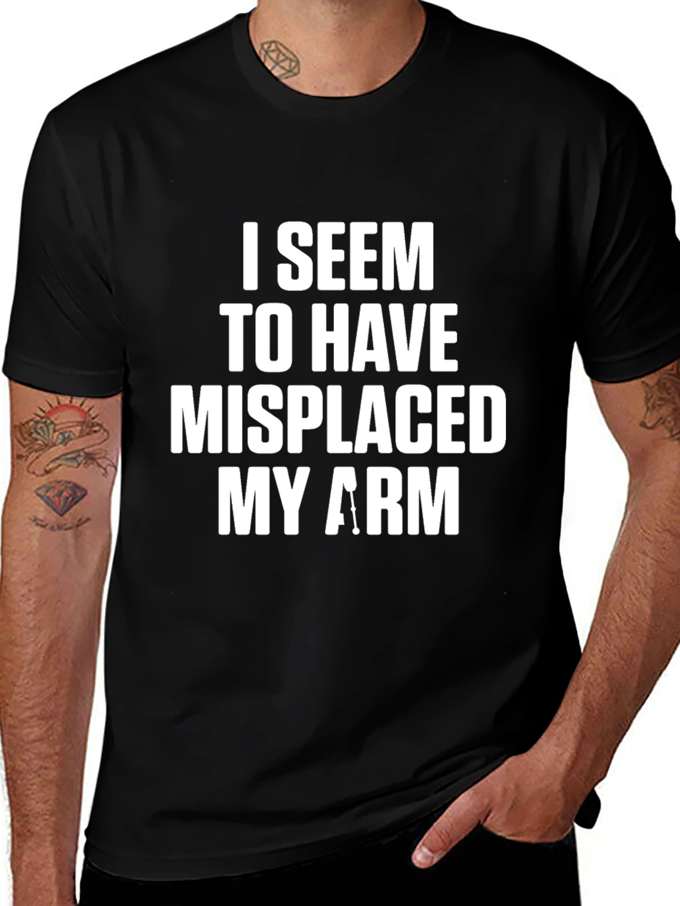 Humorous Misplaced Arm Graphic Print T-Shirt