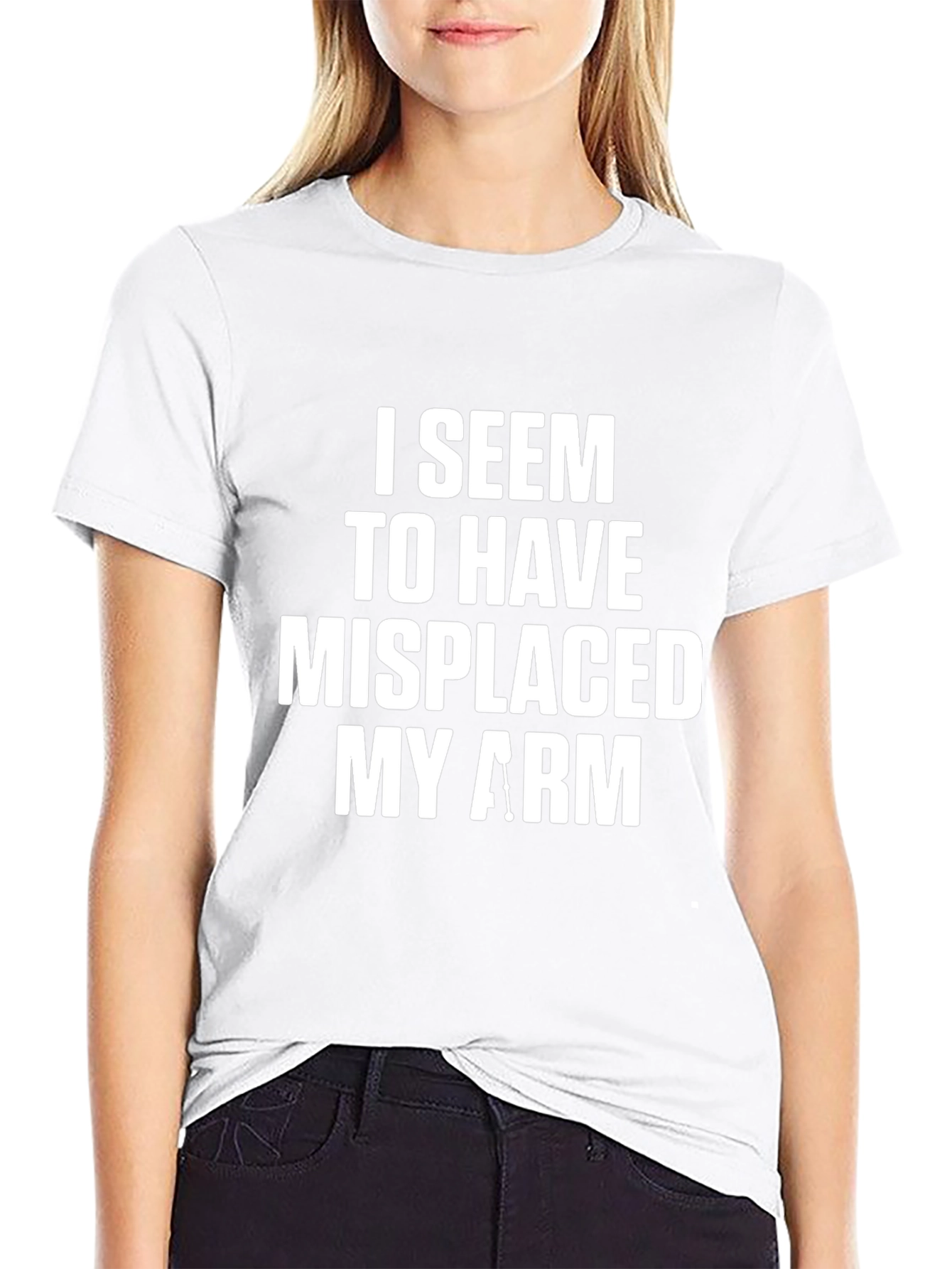 Humorous Misplaced Arm Graphic Print T-Shirt