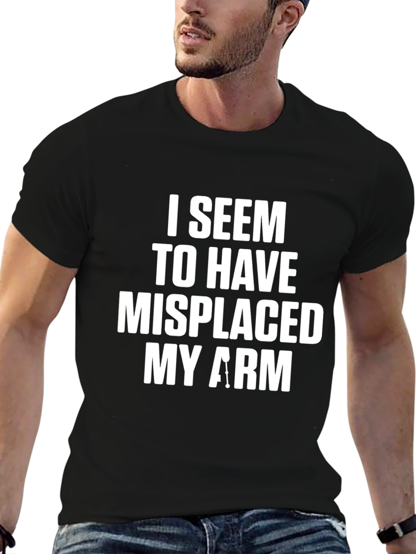 Humorous Misplaced Arm Graphic Print T-Shirt