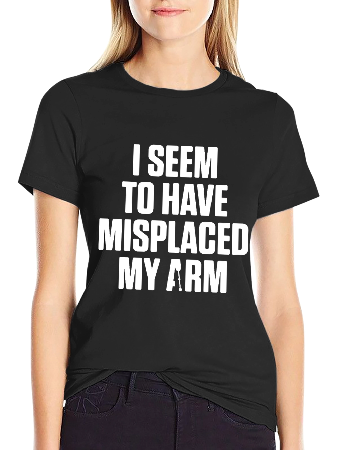 Humorous Misplaced Arm Graphic Print T-Shirt