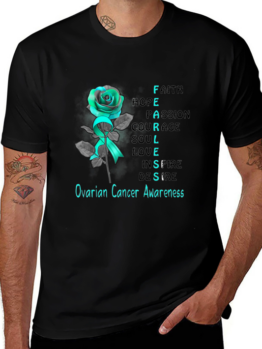Ovarian Cancer Awareness Rose T-Shirt