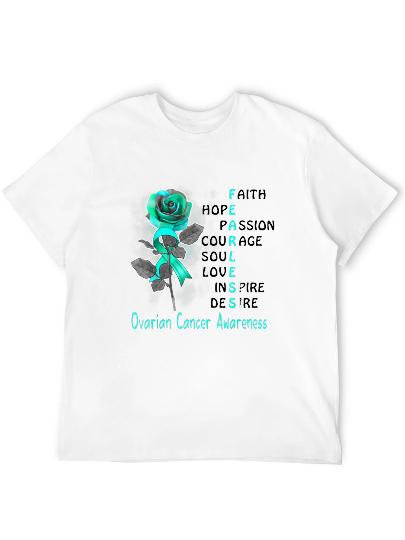 Ovarian Cancer Awareness Rose T-Shirt