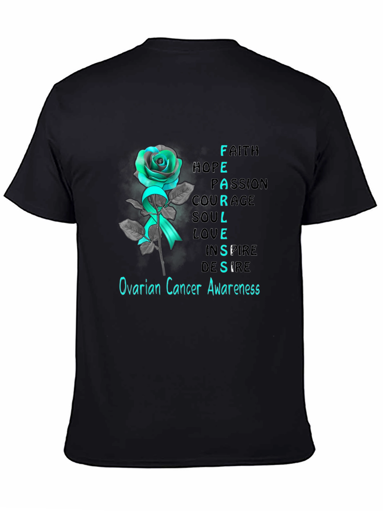 Ovarian Cancer Awareness Rose T-Shirt