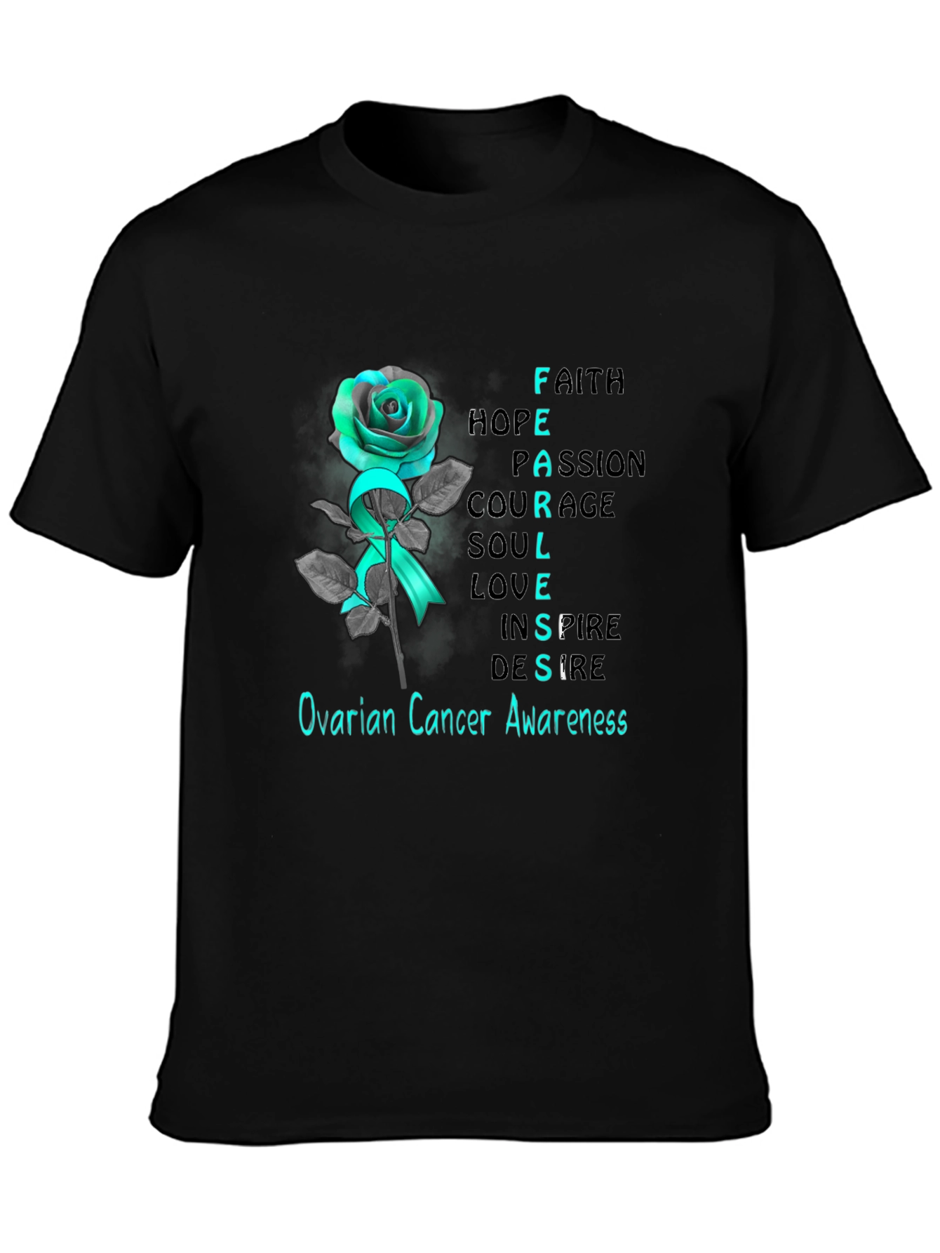 Ovarian Cancer Awareness Rose T-Shirt