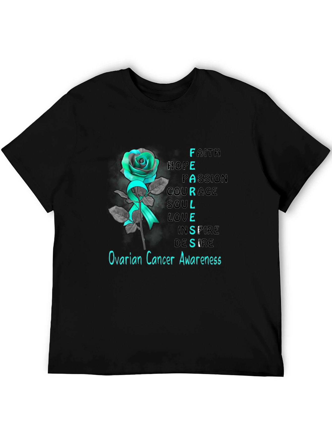 Ovarian Cancer Awareness Rose T-Shirt