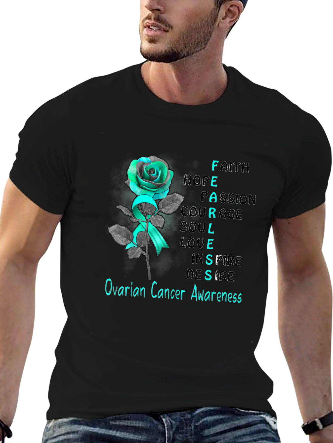 Ovarian Cancer Awareness Rose T-Shirt