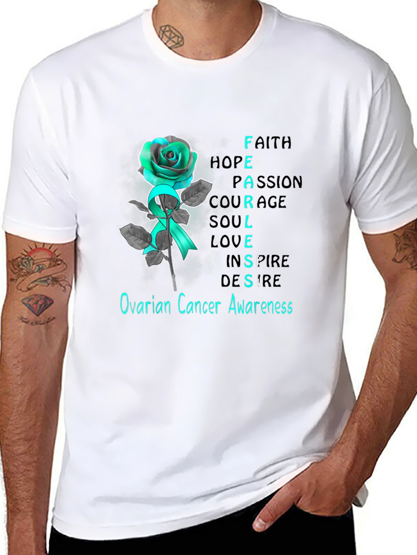 Ovarian Cancer Awareness Rose T-Shirt