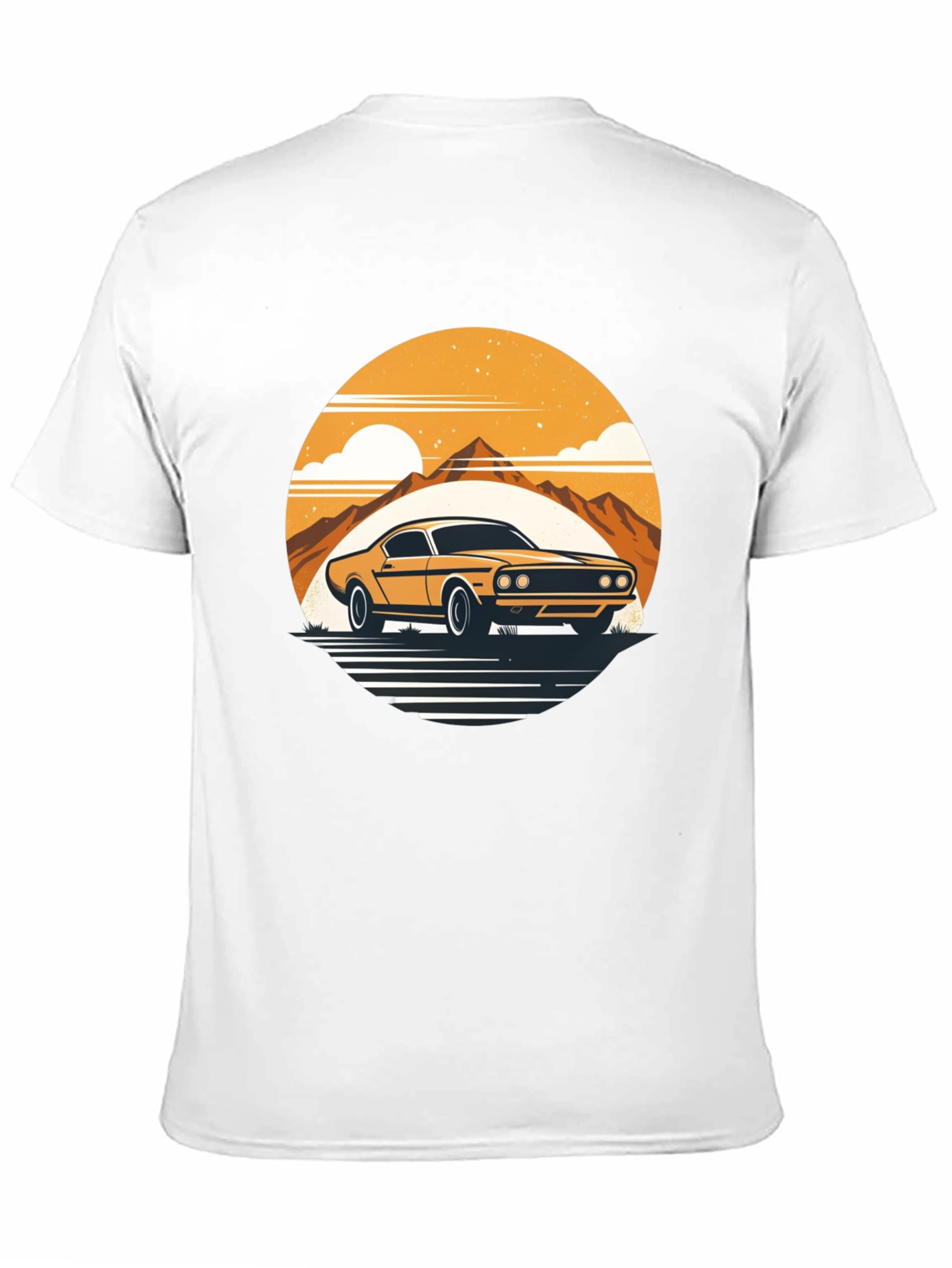 Retro Car Graphic Tee - Mountain Sunset Design