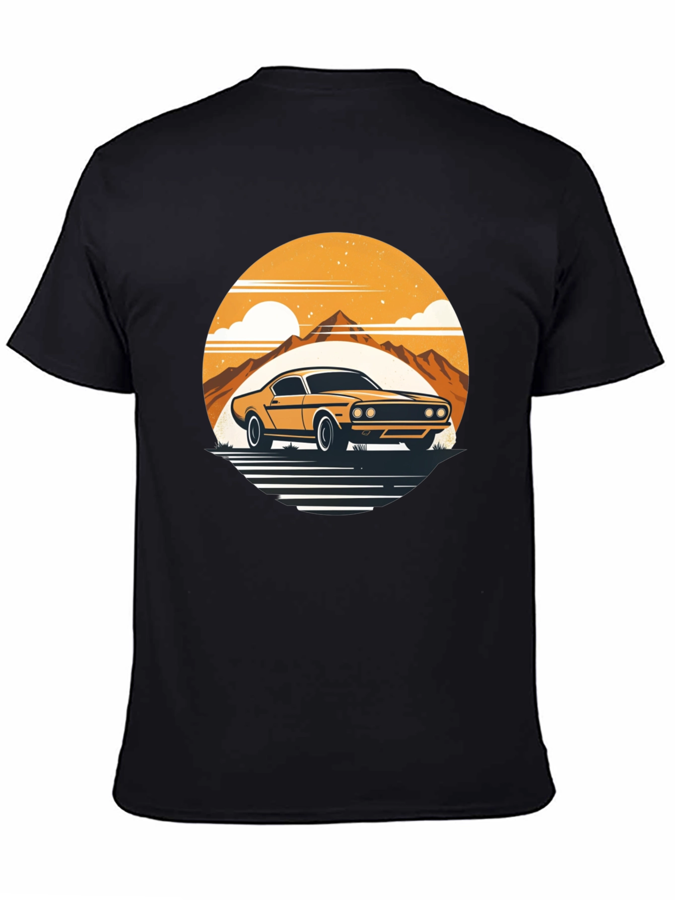 Retro Car Graphic Tee - Mountain Sunset Design