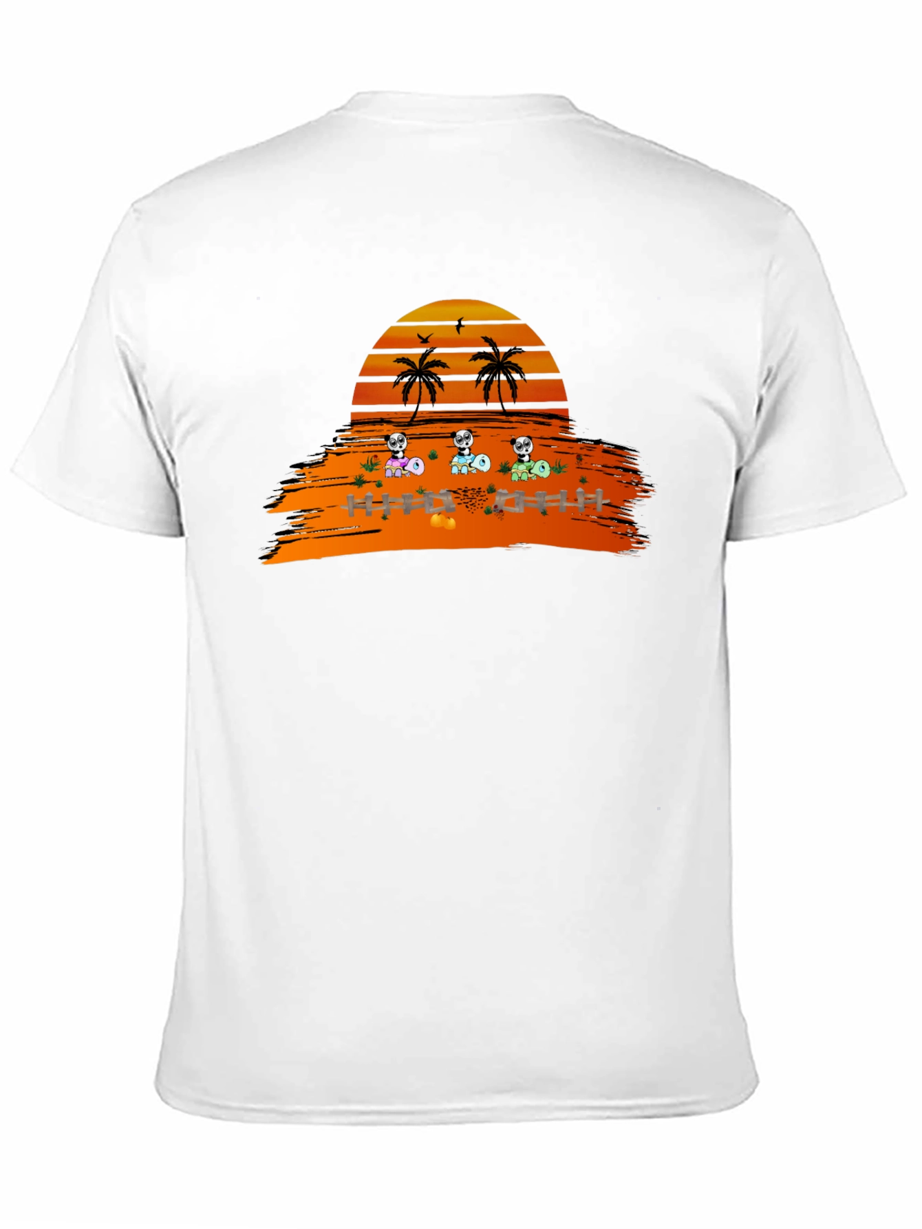 Sunset Panda Crew Black T-Shirt
