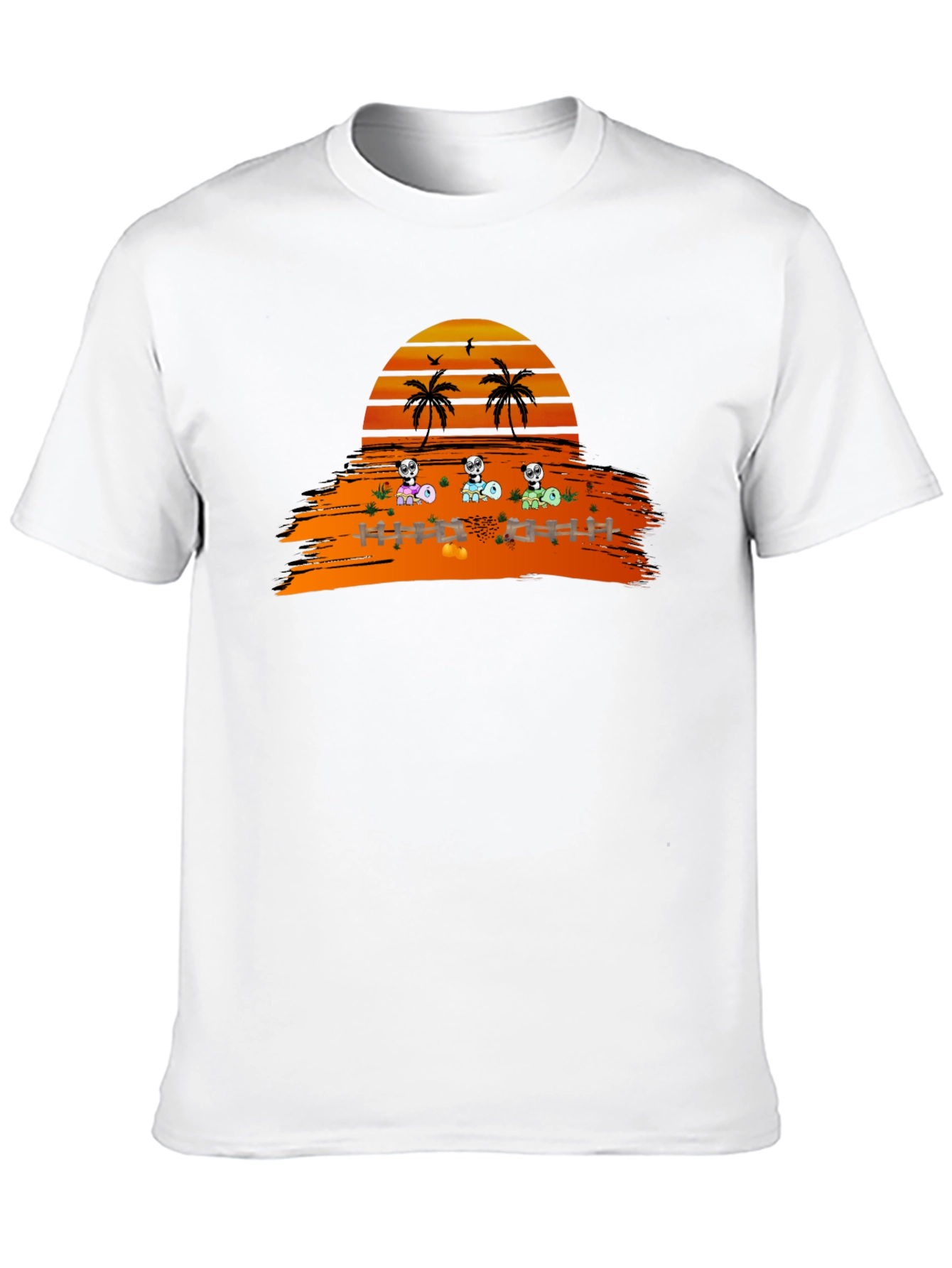 Sunset Panda Crew Black T-Shirt