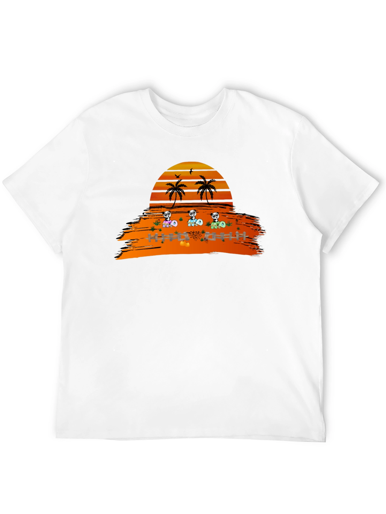 Sunset Panda Crew Black T-Shirt