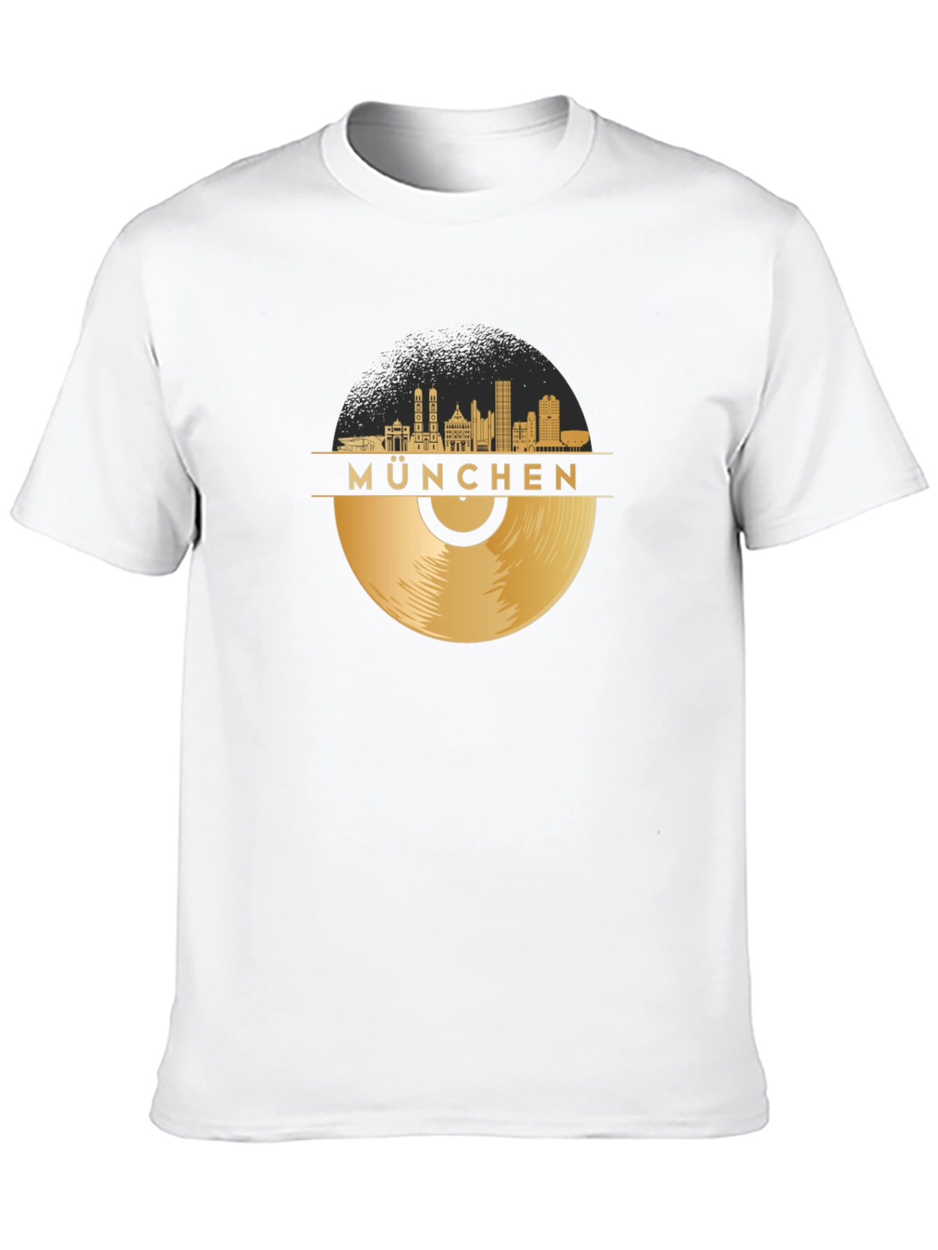 Munchen Skyline Vinyl Record Black T-Shirt