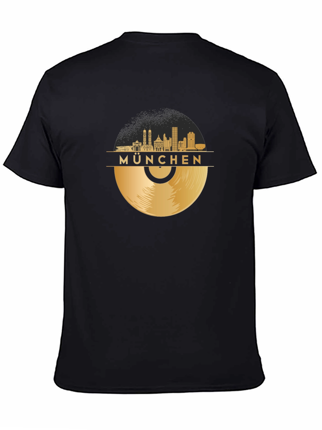 Munchen Skyline Vinyl Record Black T-Shirt