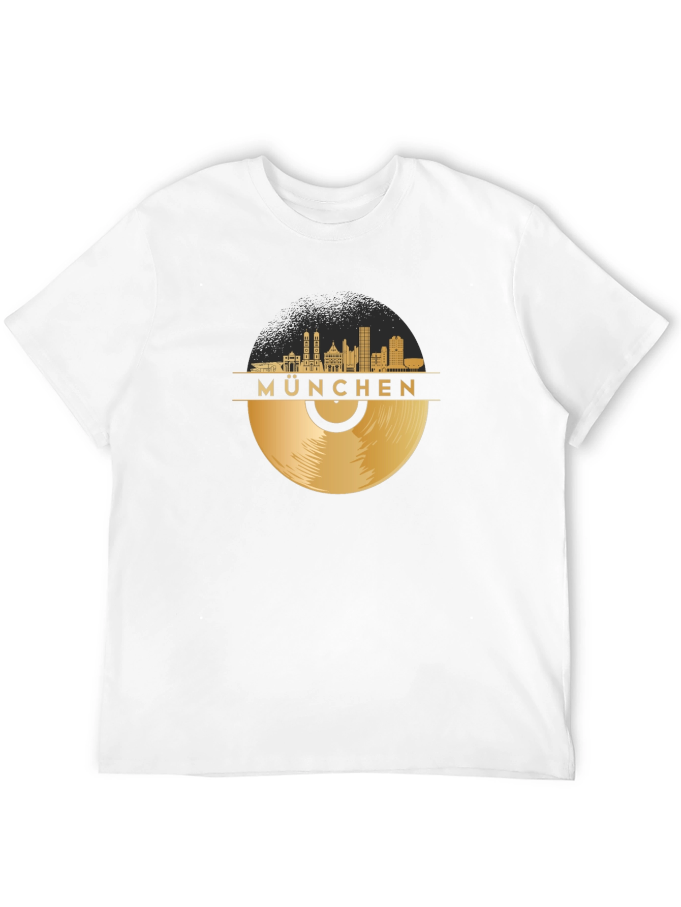 Munchen Skyline Vinyl Record Black T-Shirt