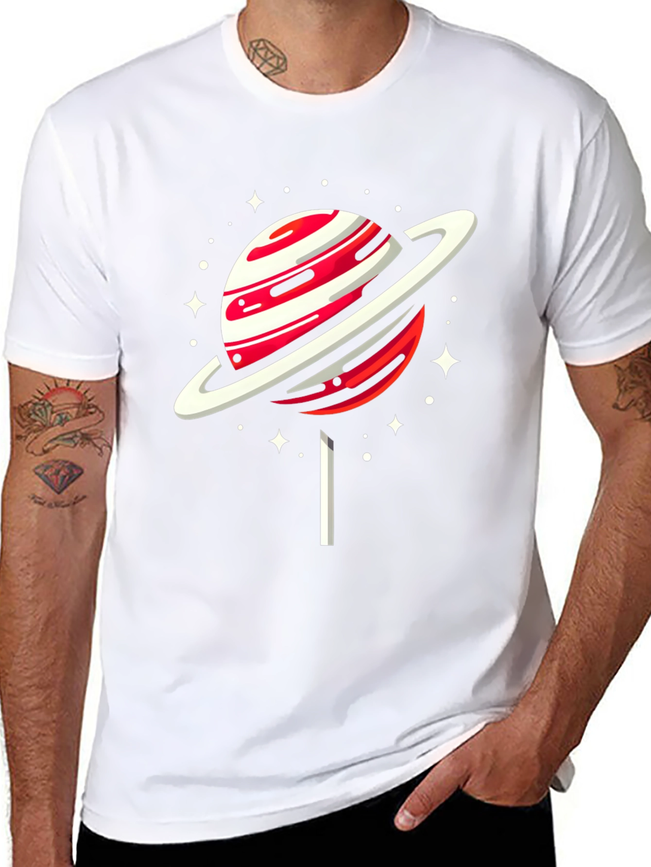 Saturn Lollipop Graphic Tee - Unique Space Design